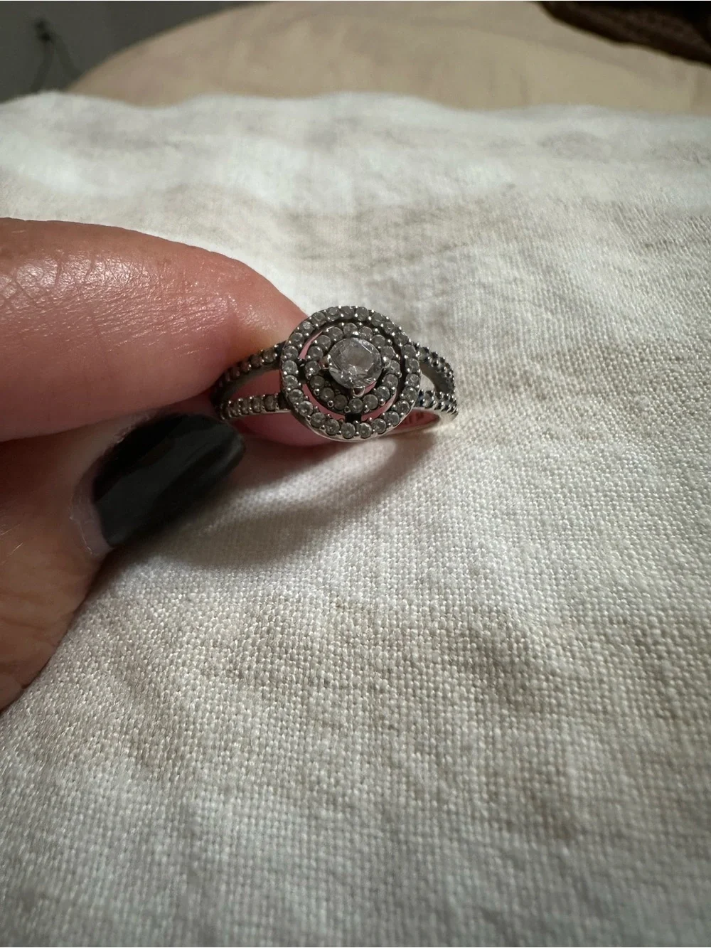 Pandora Silver Halo Ring with Clear Center Stone